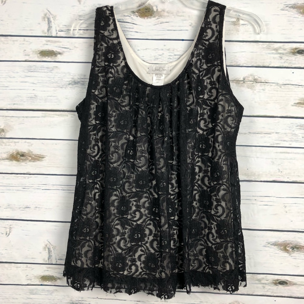 Jon Den Large Lined Black Lace sleeveless shirt